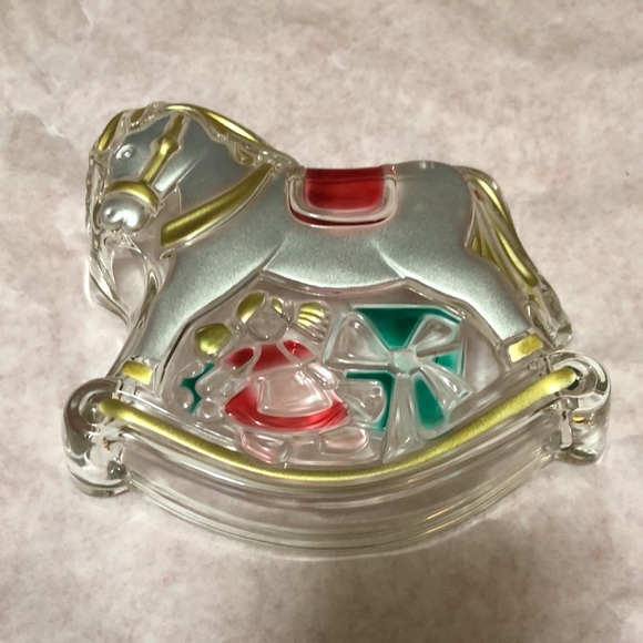 Mikasa Reverse Painting Christmas Rocking Horse Candy Dish 7.5” - Picture 2 of 2